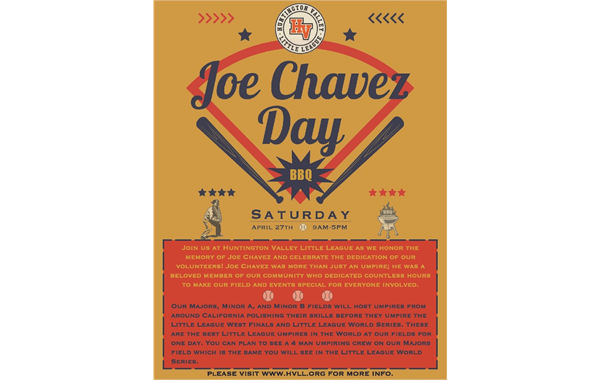 Sat. 4/27 - Joe Chavez Day!