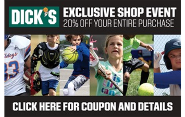 20% Off at Dick's! 1/30-2/2